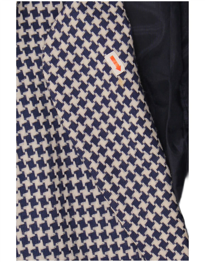NORTON MCNAUGHTON Womens Crop Blazer Jacket UK 14 Medium Blue Houndstooth