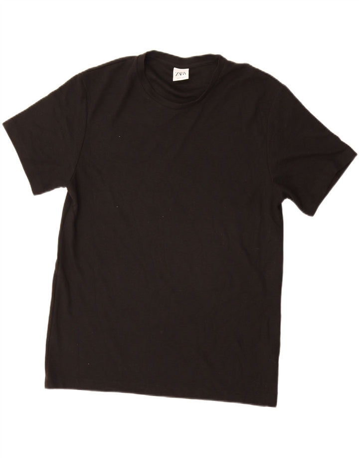 ZARA Hombre Camiseta Top Grande Poliéster Negro