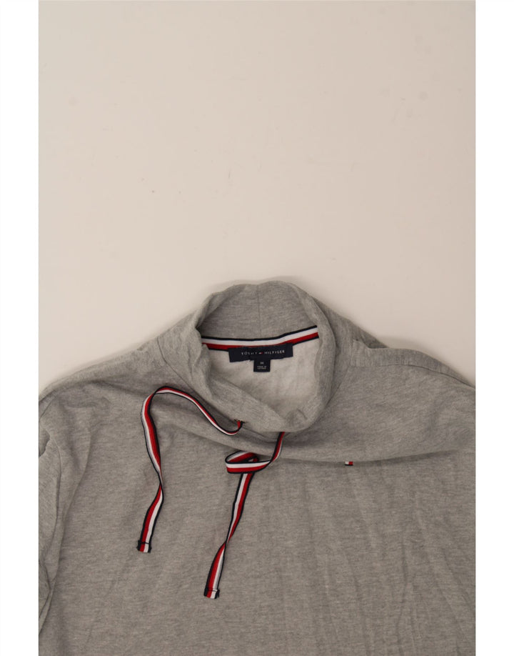 TOMMY HILFIGER Womens Crop Sweatshirt Jumper UK 14 Medium Grey Cotton Vintage Tommy Hilfiger and Second-Hand Tommy Hilfiger from Messina Hembry 