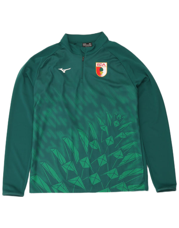 Mizuno Mens Zip Neck Graphic Top Manga Larga 3XL Poliéster Geométrico Verde