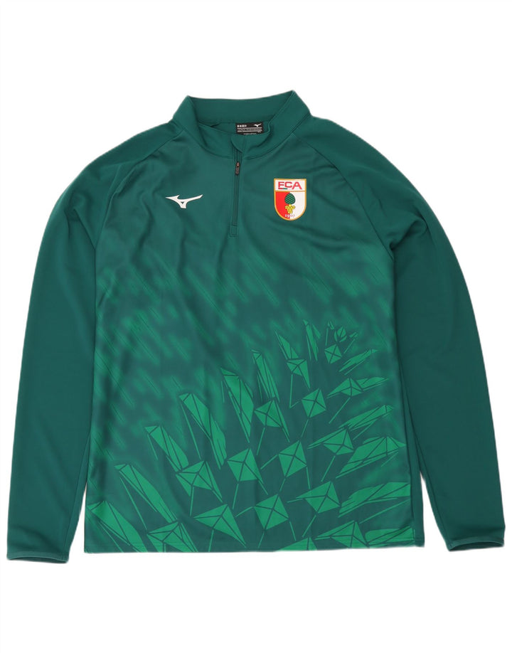 Mizuno Mens Zip Neck Graphic Top Manga Larga 3XL Poliéster Geométrico Verde