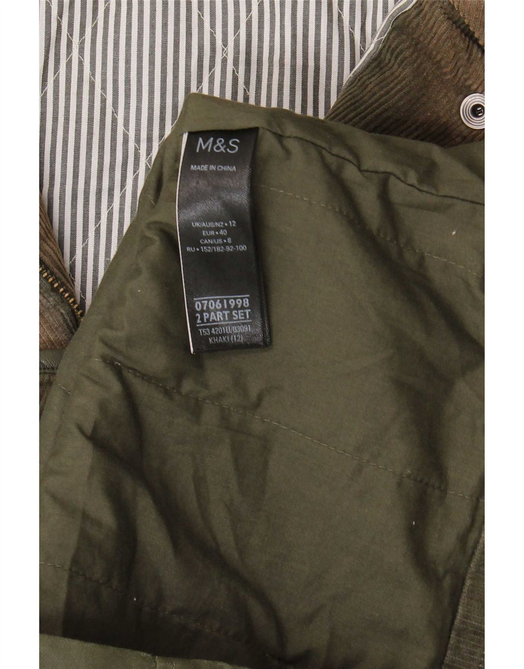 Marks & Spencer Chaqueta de algodón encerado con capucha para mujer UK 12 Medium Khaki