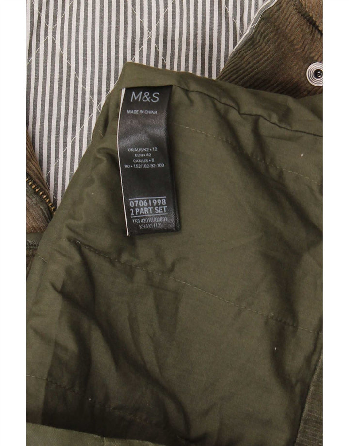 Marks & Spencer Chaqueta de algodón encerado con capucha para mujer UK 12 Medium Khaki