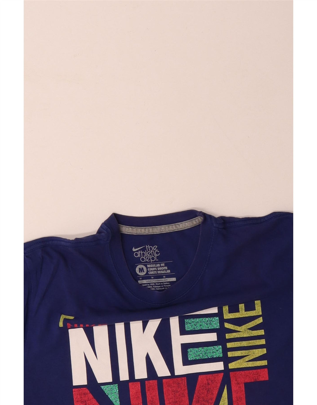 NIKE Camiseta gráfica de ajuste regular para hombre Top de algodón azul medio