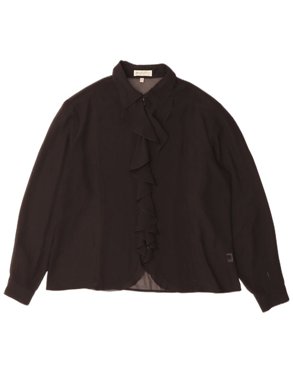 Mario Pucci Cecconi Blusa de manga larga para mujer IT 50 XL Negro