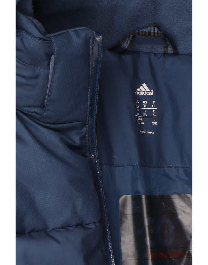 ADIDAS Chaqueta acolchada con capucha para hombre UK 42 XL Azul marino Poliamida Invierno