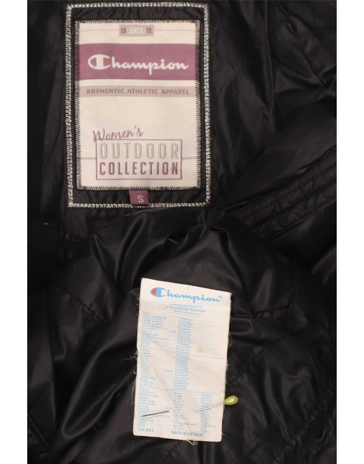 Champion Chaqueta Acolchada Con Capucha Para Mujer UK 10 Small Poliéster Negro