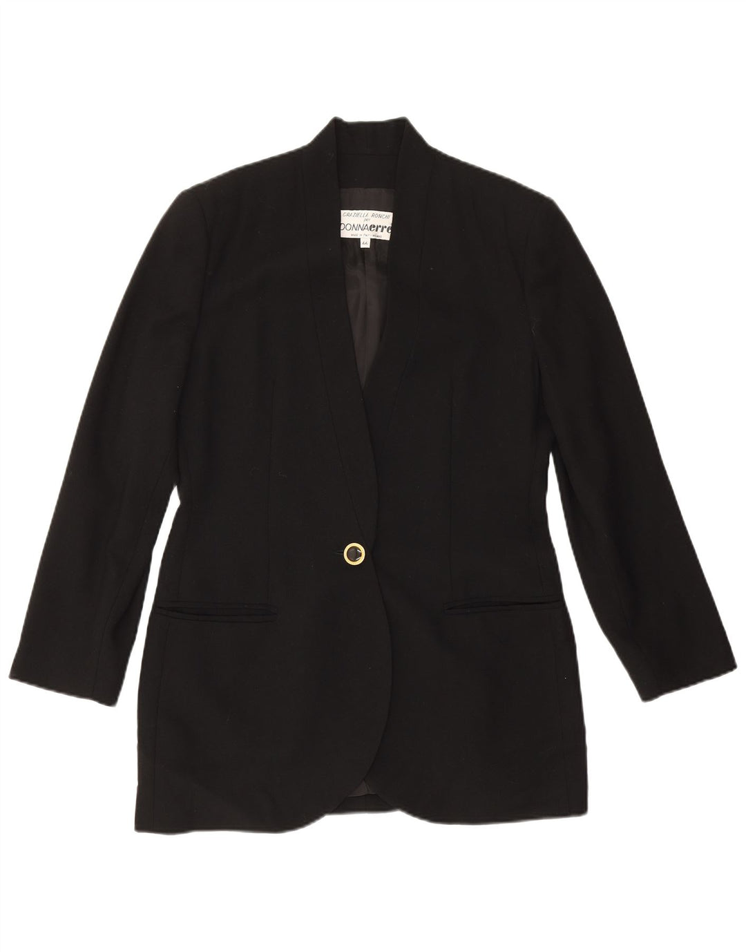 Vintage Mujer 1 Botón Blazer Chaqueta IT 44 Medio Negro