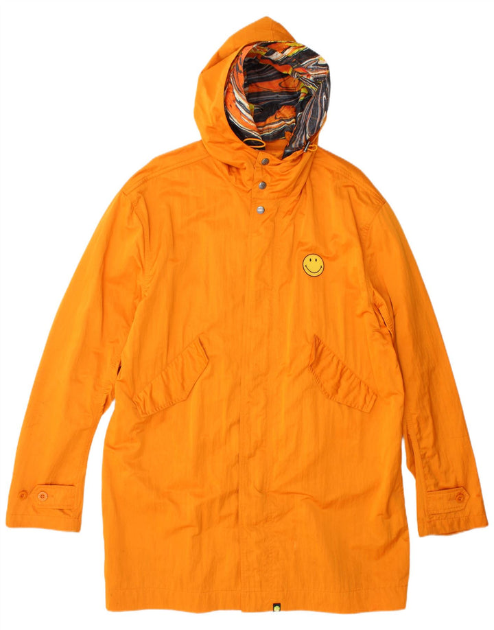 Pretty Green Chubasquero con capucha Smiley para hombre, talla 40, poliéster naranja grande