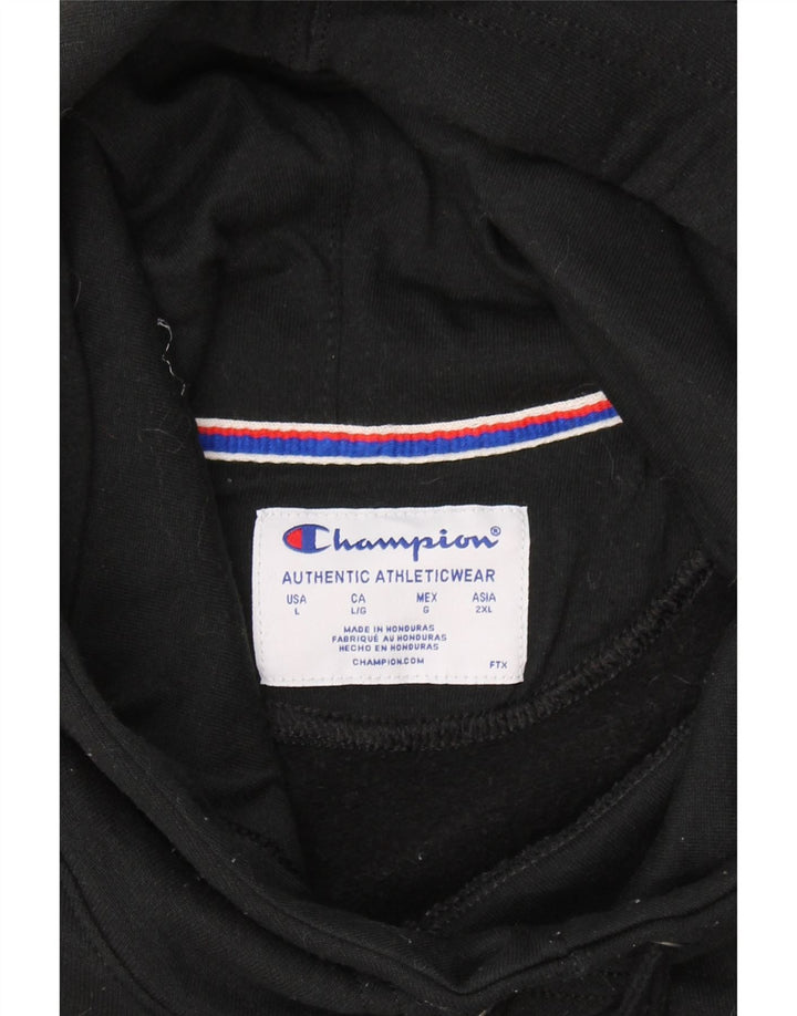 CHAMPION Womens Graphic Hoodie Jumper UK 16 Large Black Polyester Vintage Champion and Second-Hand Champion from Messina Hembry 