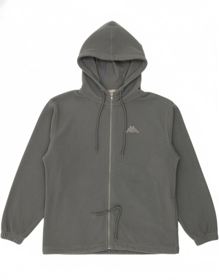 KAPPA Mens Hooded Fleece Jacket UK 38 Medium Grey Polyester