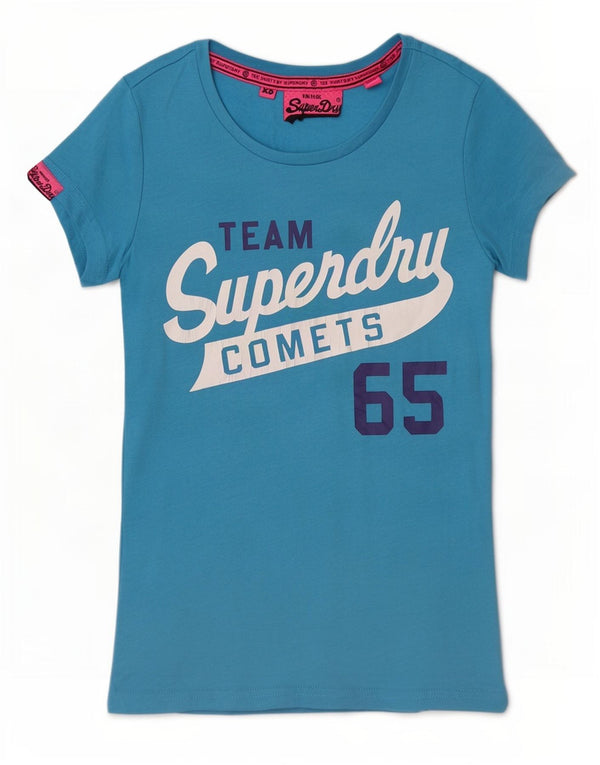 Superdry Camiseta gráfica para mujer Top UK 6 XS Algodón azul
