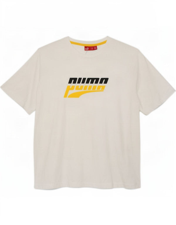 Puma Camiseta gráfica para hombre Top XL Algodón blanco