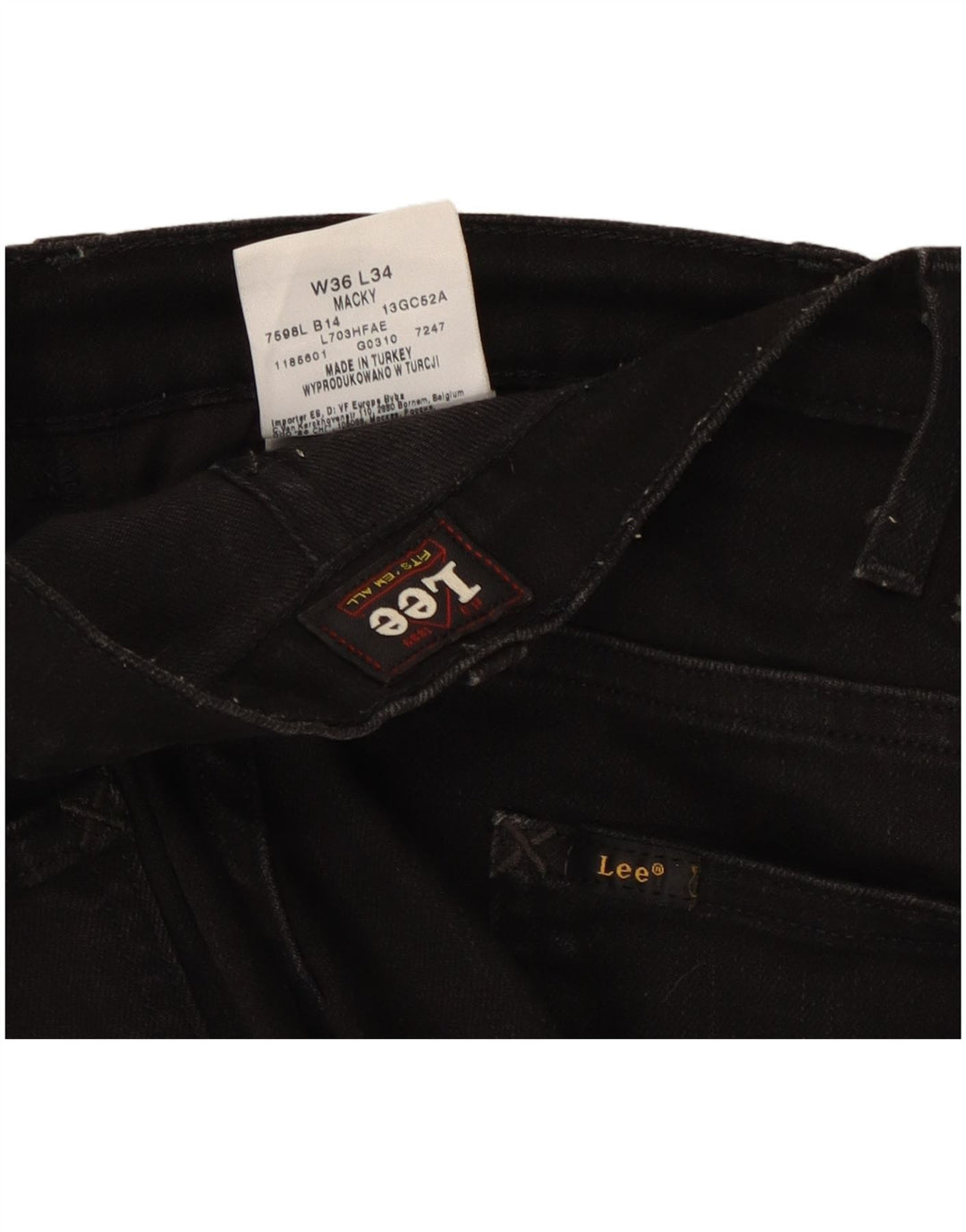 LEE Vaqueros rectos Macky para hombre W36 L27 Algodón negro