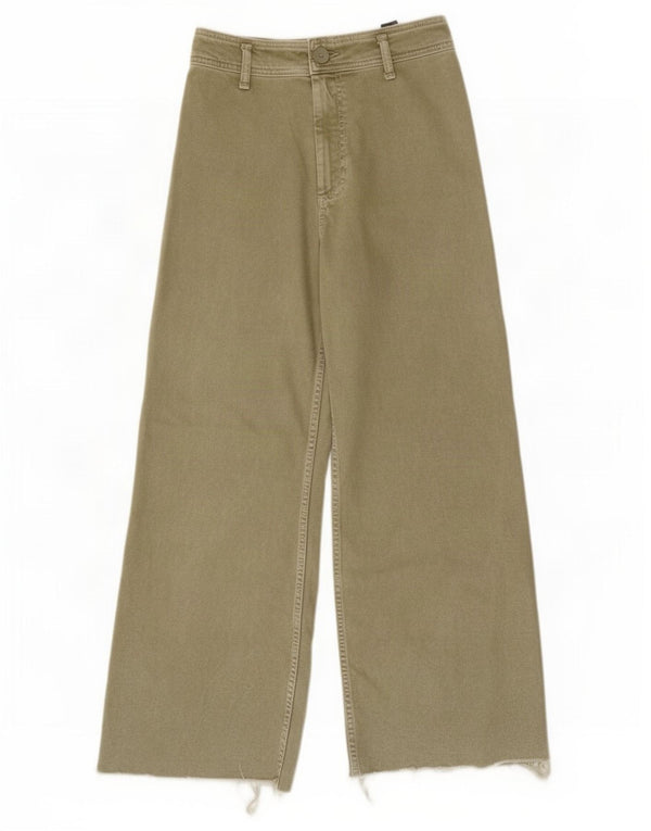 Zara Vaqueros De Pierna Ancha De Tiro Alto Para Mujer EU 40 Medium W30 L29 Algodón Caqui