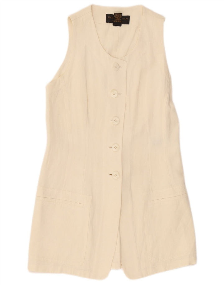 Donna Karan Chaqueta tipo blazer larga con 5 botones para mujer UK 12 Medium Off White