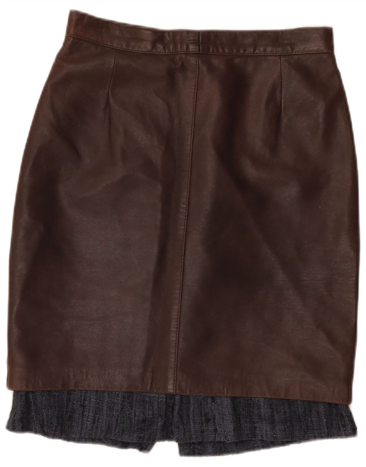Falda de cuero vintage para mujer W28 cuero marrón medio