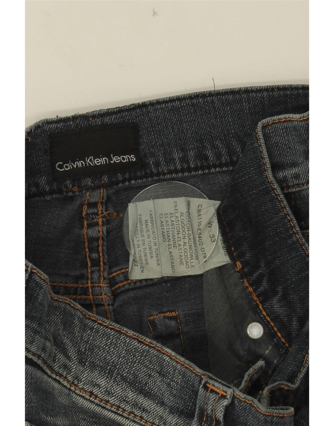 Calvin Klein Jeans rectos para hombre W33 L28 Algodón azul