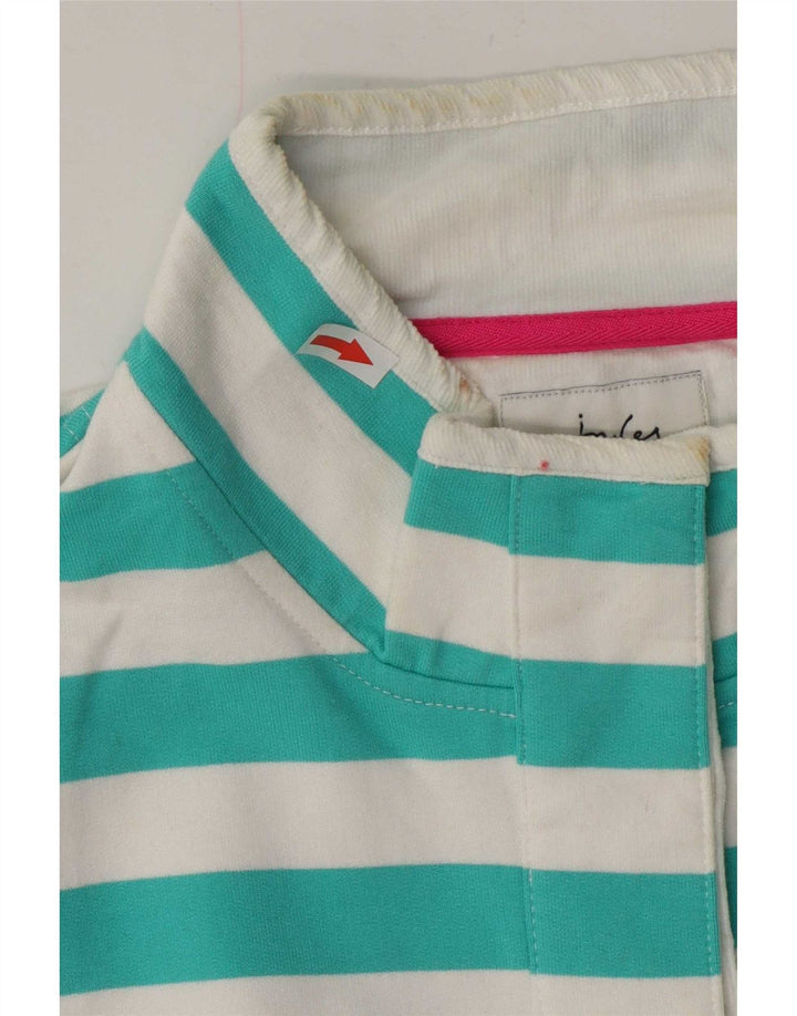 Joules - Sudadera con cuello y botones para mujer, talla grande, color turquesa a rayas