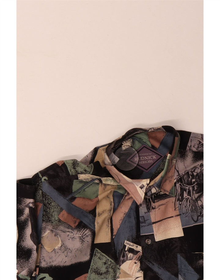 RUDNICK Camisa de manga corta con estampado abstracto para hombre, talla mediana, multicolor