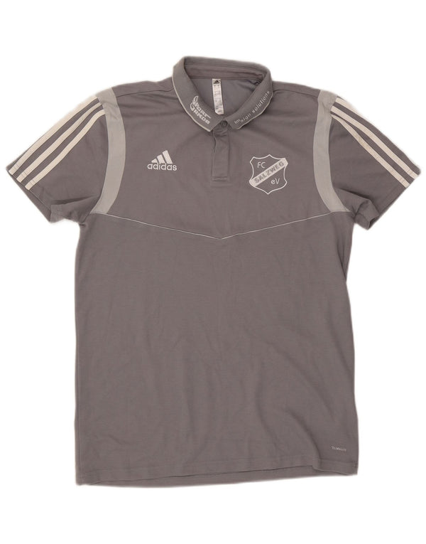 Adidas Mens Climalite Graphic Polo Shirt Medium Grey Cotton