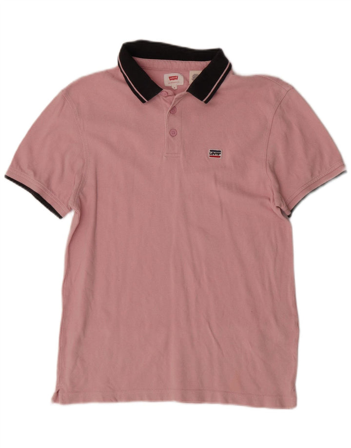 Levi's Polo para hombre de algodón color block rosa pequeño