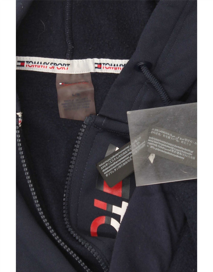 Tommy Hilfiger Suéter con capucha y cremallera gráfica para hombre Grande Poliéster azul marino