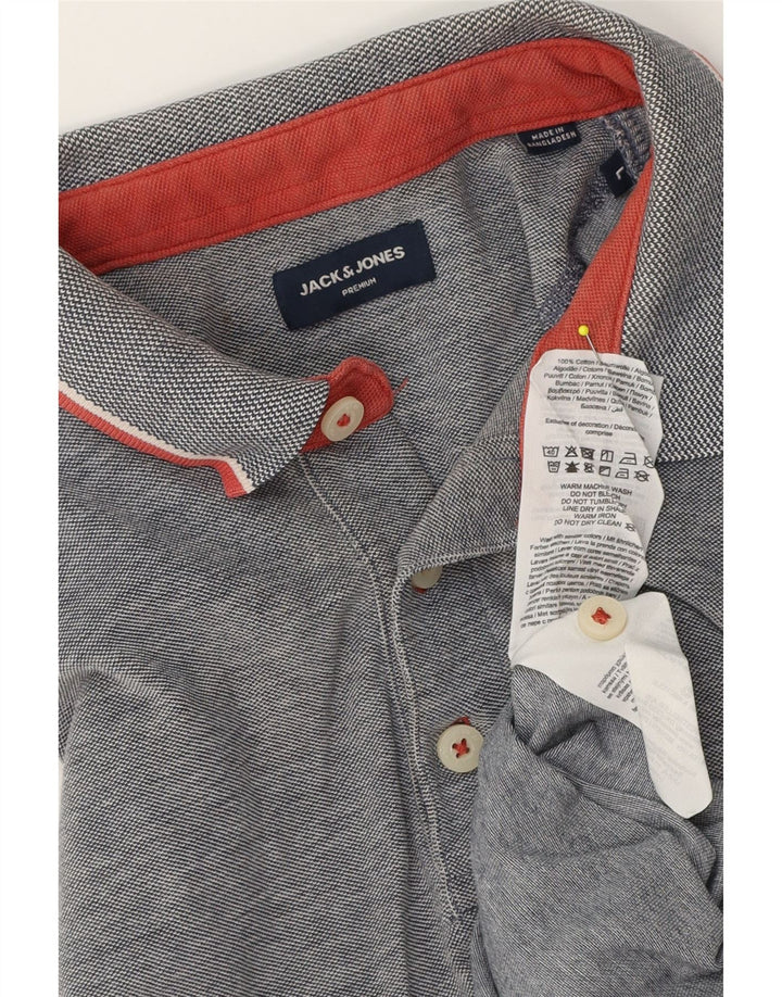 Jack & Jones Polo para hombre de algodón moteado gris grande