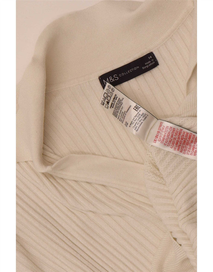Marks & Spencer Suéter tipo jersey con cuello tipo polo para mujer UK 40 Viscosa blanca mediana