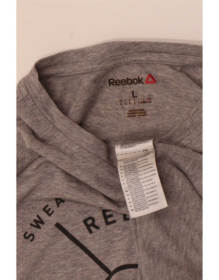 Reebok Camiseta gráfica para hombre Top grande de algodón gris