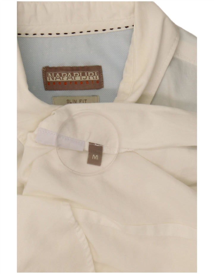 Napapijri Hombre Camisa Slim Fit Blanco Medio