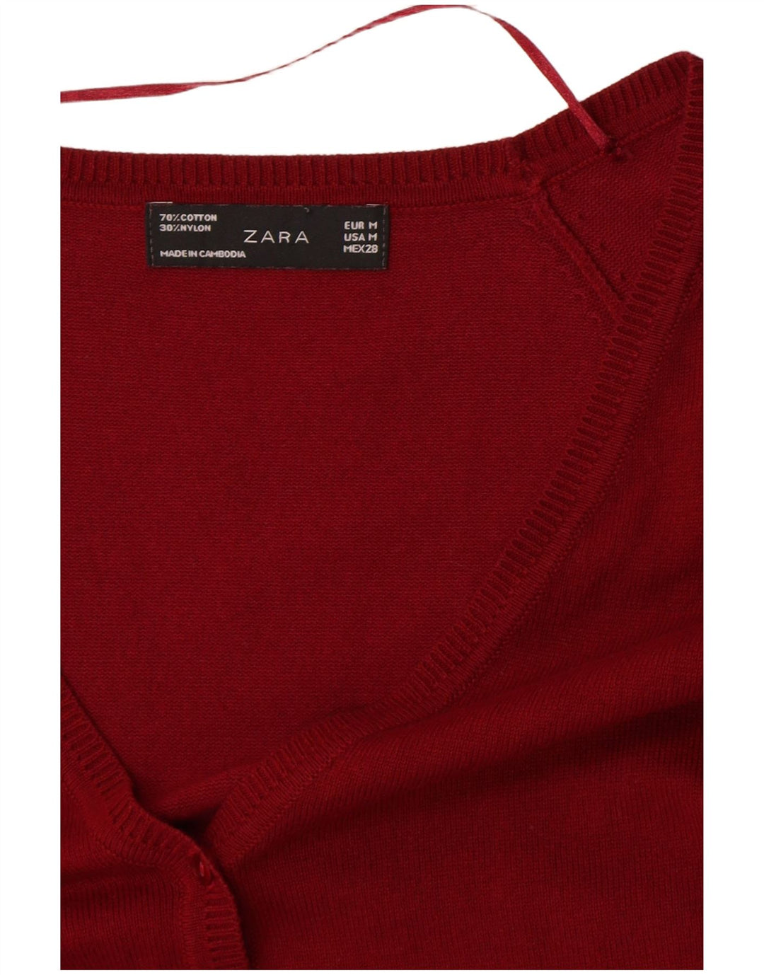 Zara Mujer Cárdigan Sueter Medio Rojo Algodón