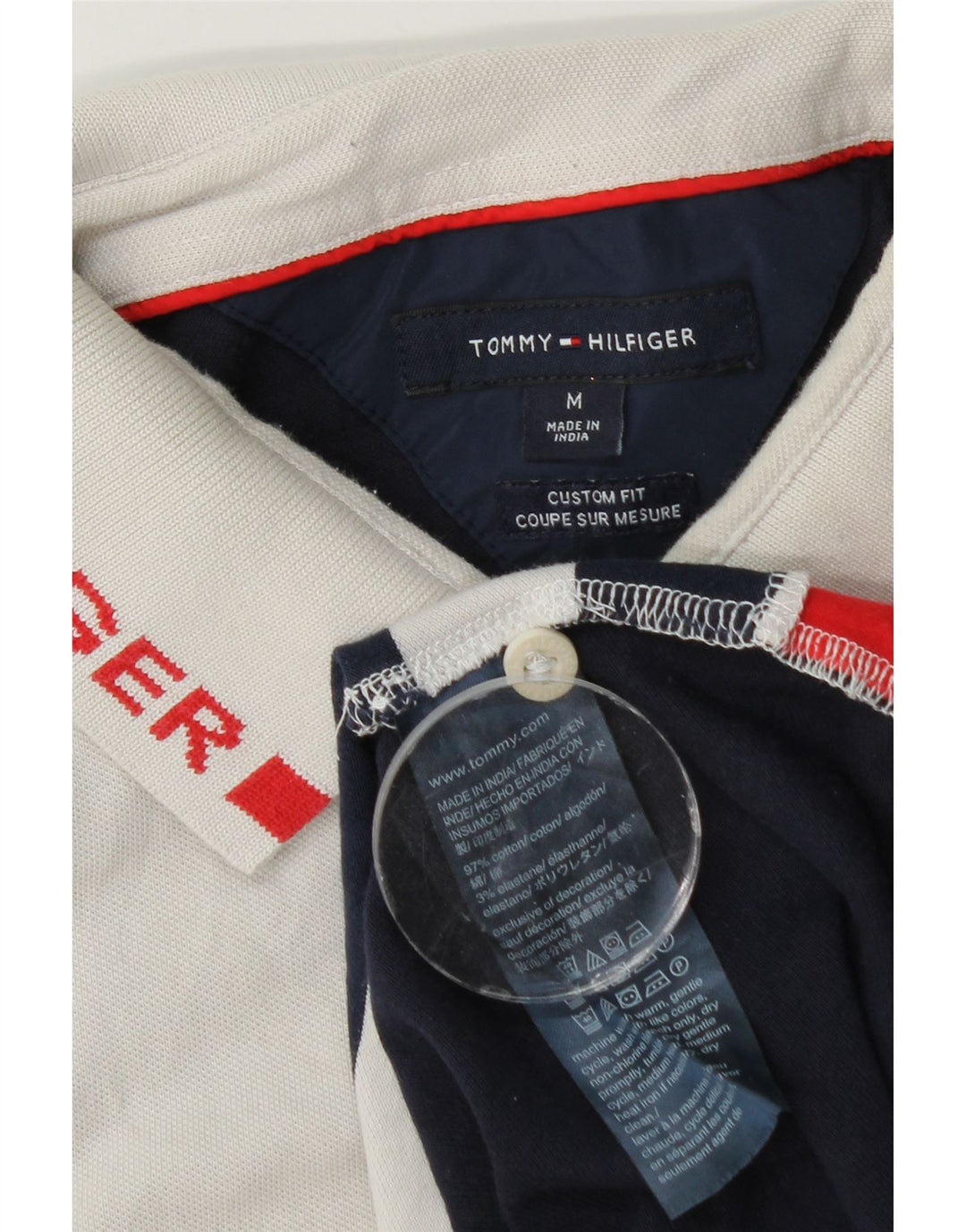 Tommy Hilfiger Polo gráfico para hombre con rayas multicolor medianas