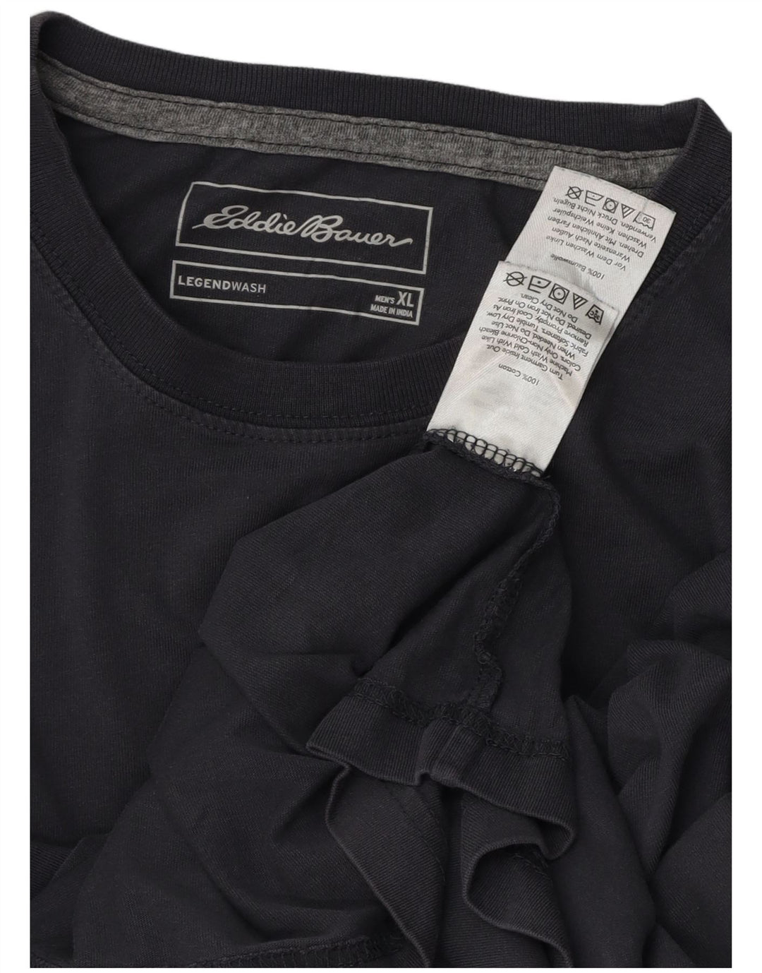EDDIE BAUER Camiseta Hombre Manga Larga XL Azul Marino Algodón