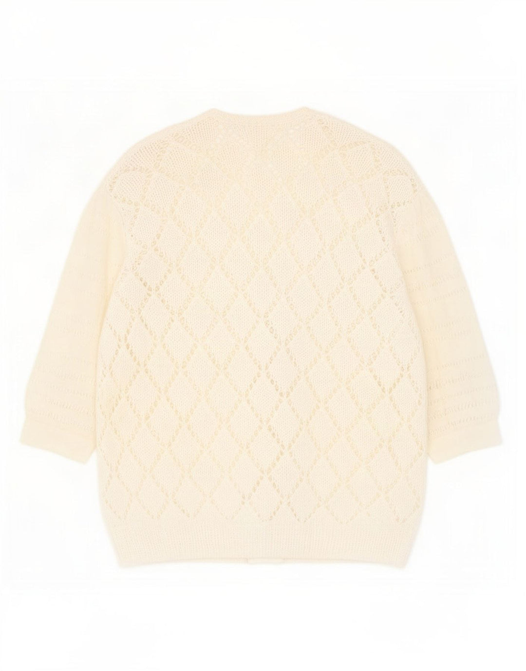 Vintage mujeres ver a través de cardigan suéter Reino Unido 14 medio blanco moteado