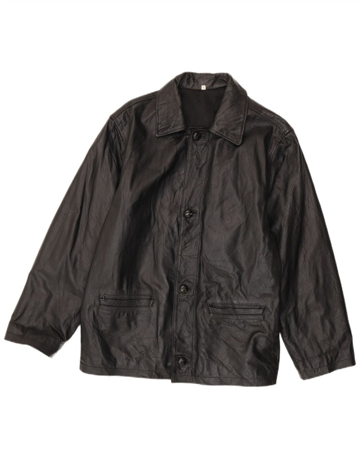 Vintage chaqueta de cuero para hombre Reino Unido 40 cuero negro grande