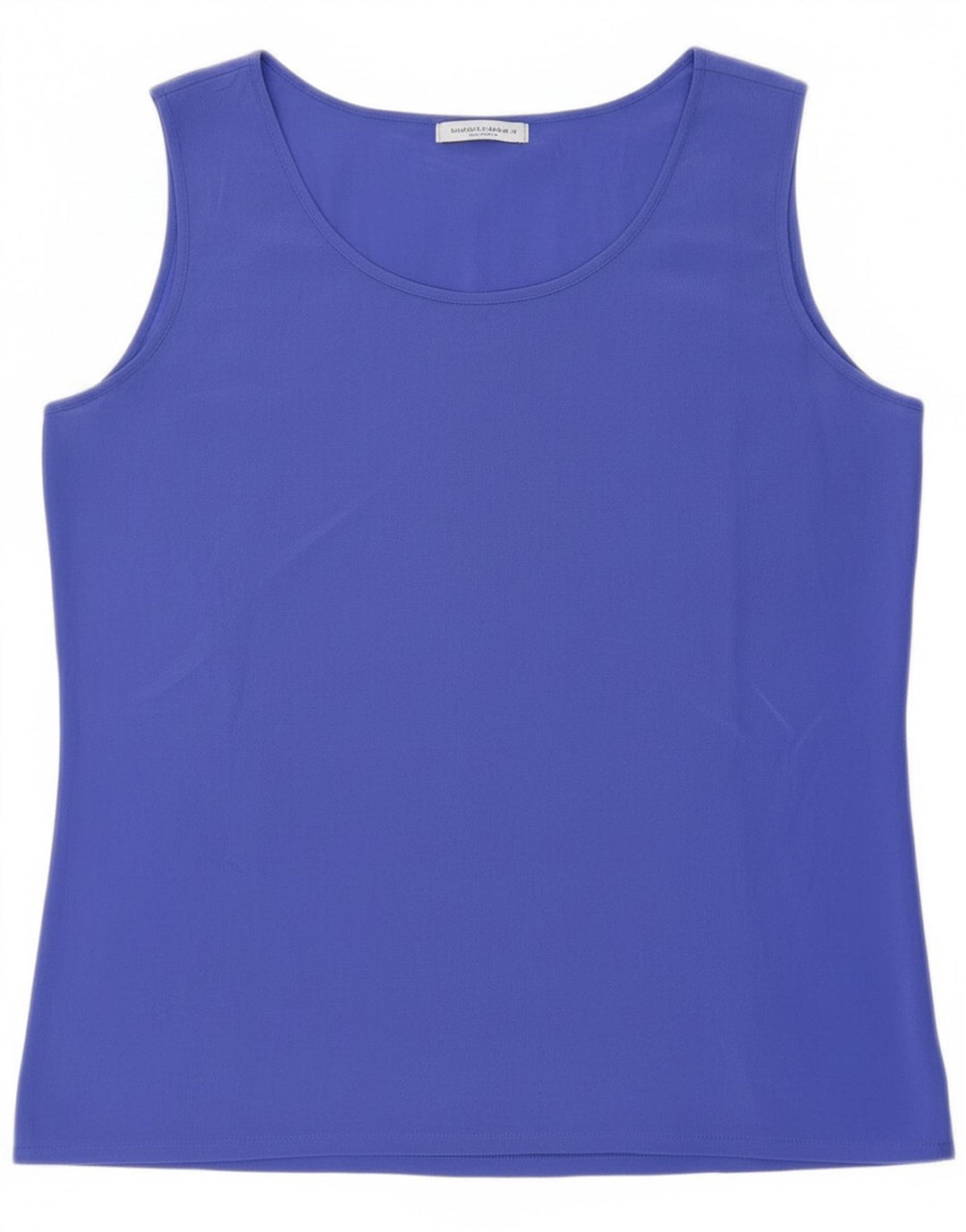 Vintage mujeres ver a través del chaleco Top Reino Unido 8 pequeña seda azul