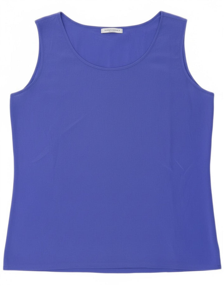 Vintage mujeres ver a través del chaleco Top Reino Unido 8 pequeña seda azul