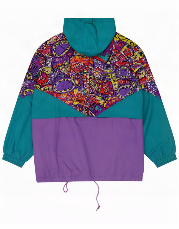 Chaqueta impermeable Anorak con capucha Francital para mujer UK 44 Medium Turquesa Geométrica
