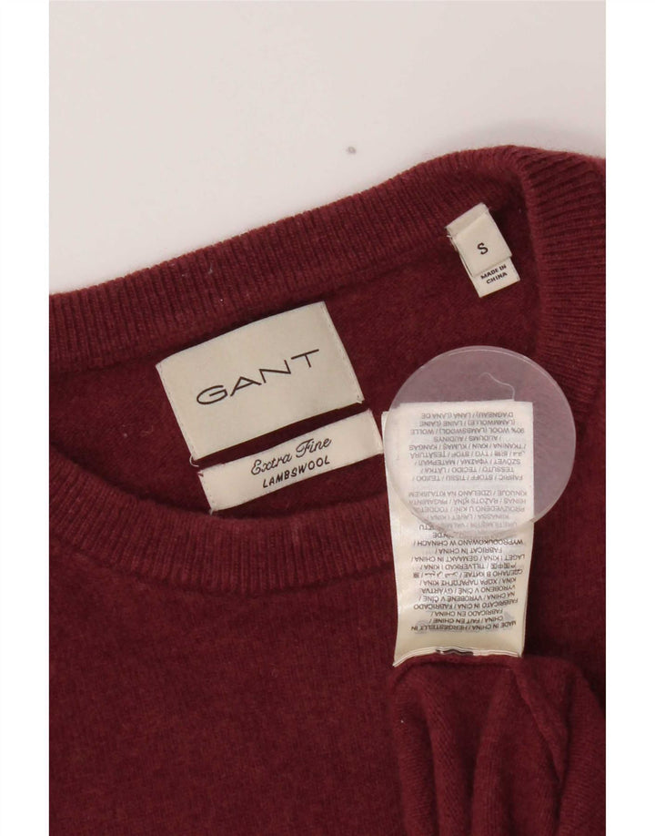 Gant Jersey De Cuello Redondo Para Hombre Suéter Pequeño De Lana De Cordero Borgoña
