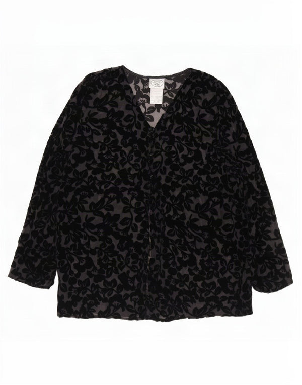 Laura Ashley Blusa transparente para mujer UK 46 Grande Negro Floral