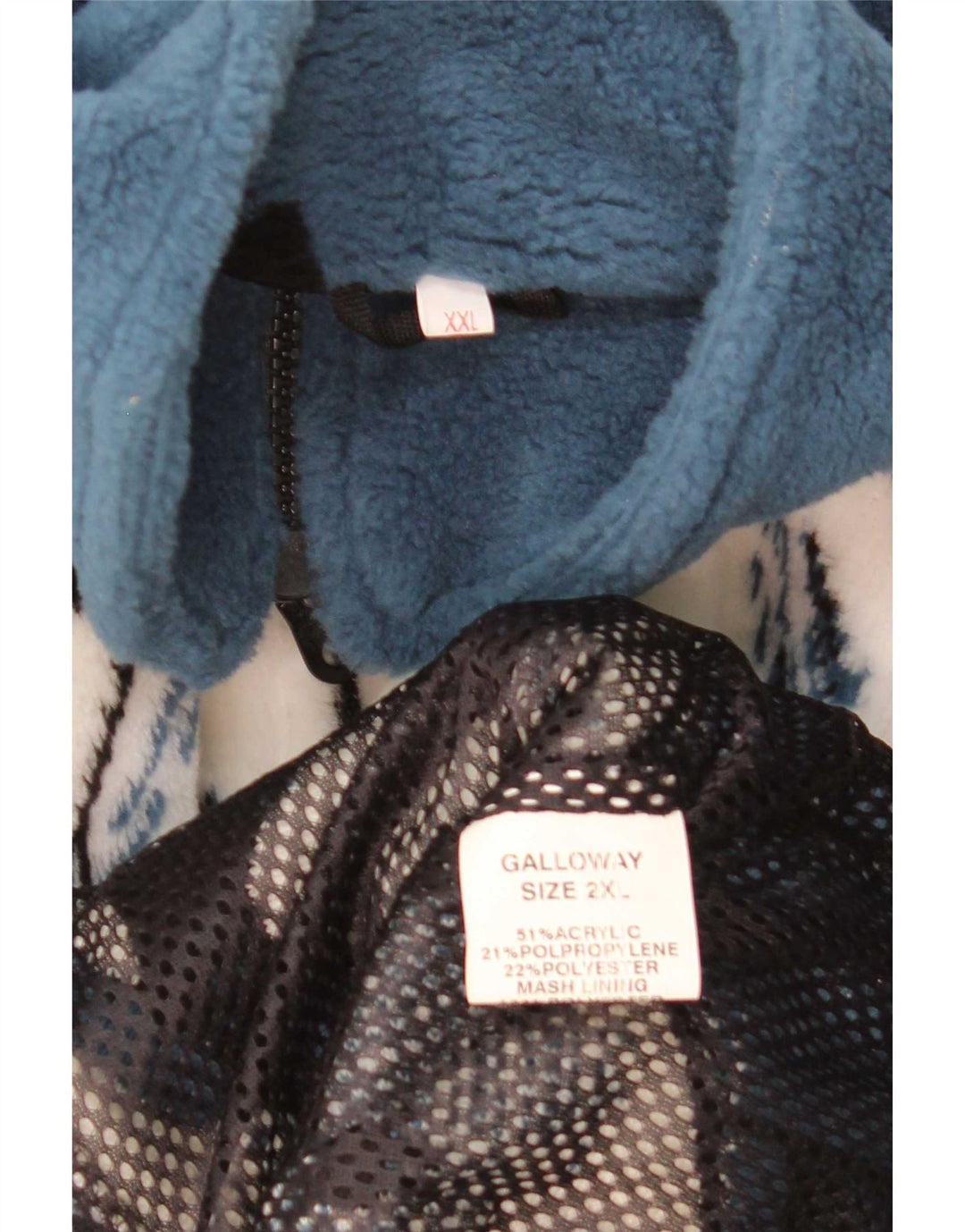 Galloway Chaqueta polar con estampado abstracto para hombre UK 44 2XL Bloque de color azul
