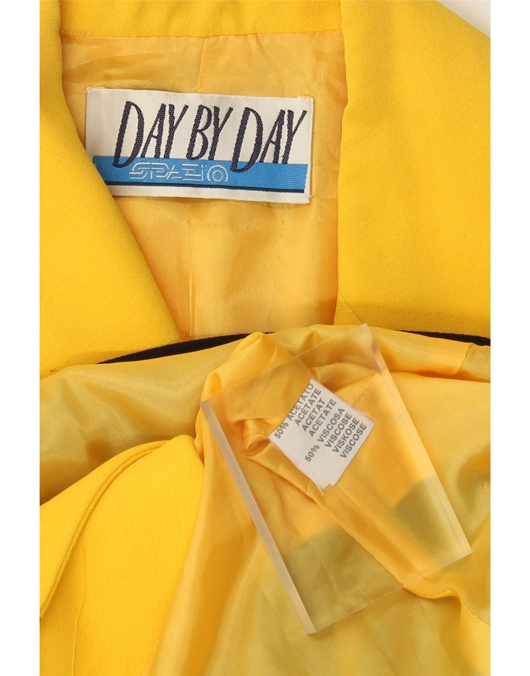 Vintage mujer 3 botones Blazer chaqueta Reino Unido 14 bloque de color amarillo medio