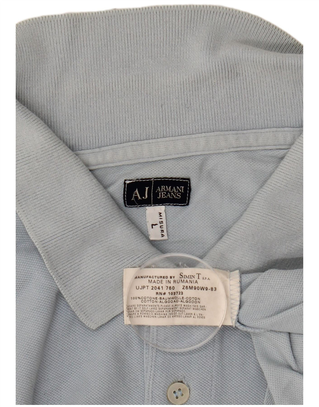Armani Polo Hombre Grande Azul Algodón