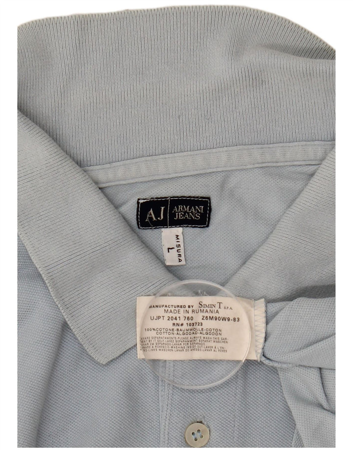 Armani Polo Hombre Grande Azul Algodón