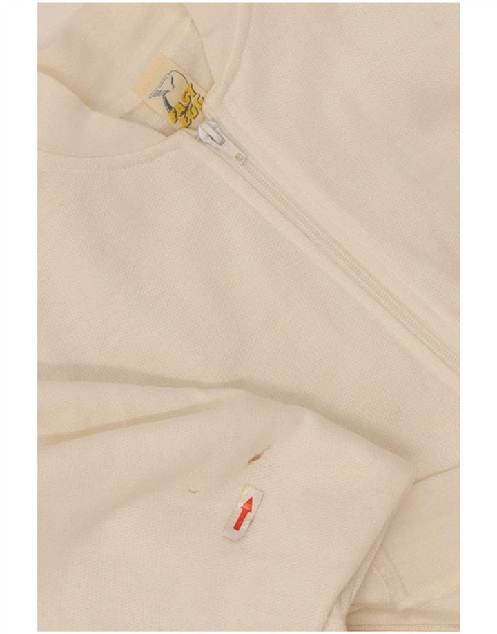 Vintage hombres chándal top chaqueta medio algodón blanco