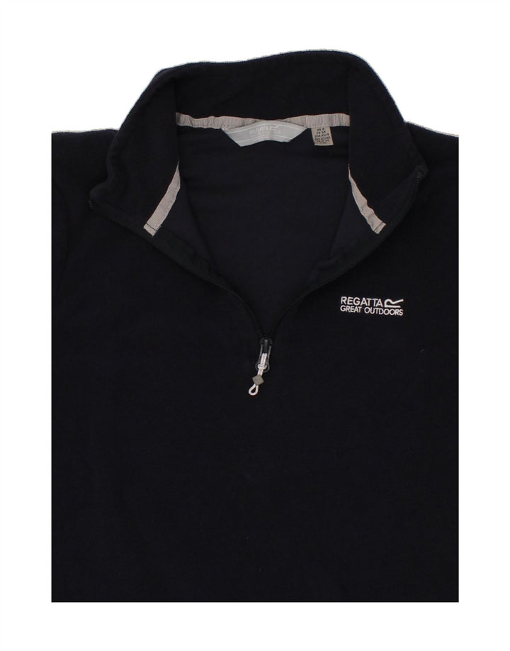 REGATTA Womens Zip Neck Fleece Jumper UK 8 Small Navy Blue Polyester Vintage Regatta and Second-Hand Regatta from Messina Hembry 