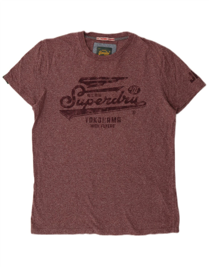 Superdry Mujer Camiseta Gráfica Top Grande De Algodón Moteado Granate