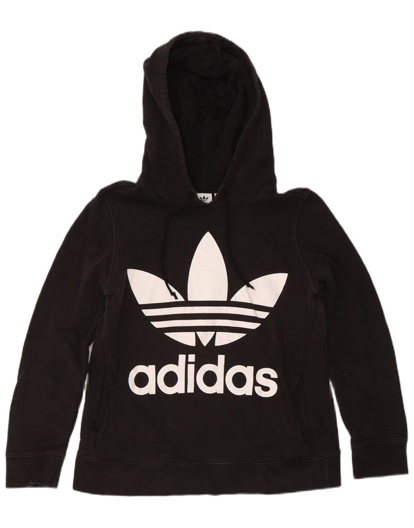 Adidas - Sudadera con capucha gráfica para mujer, talla 40, algodón negro mediano