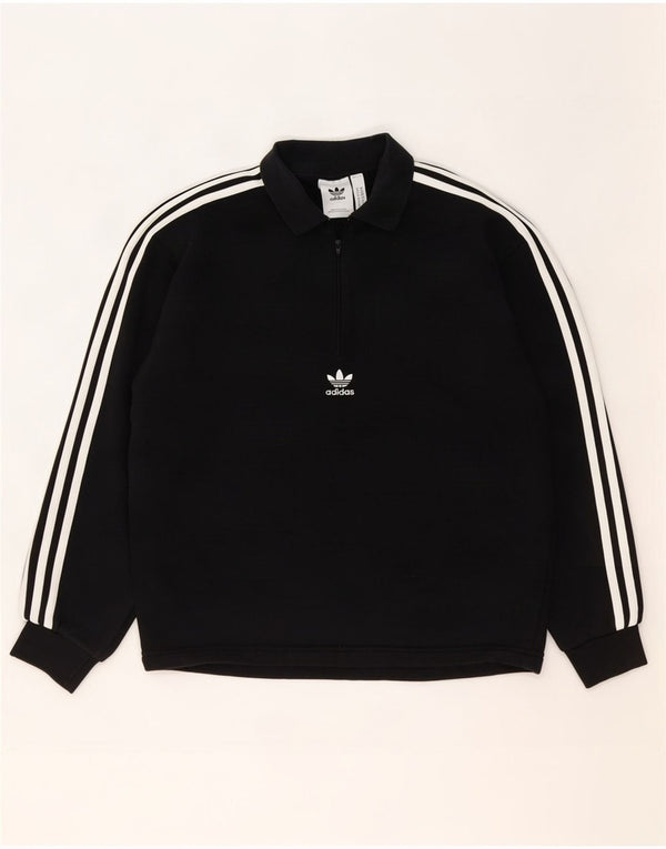 Adidas Hombre Polo Neck Sudadera Jumper Medium Negro Algodón